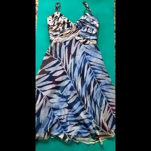 Carmen Marc Valvo Signature Blue Silk Dress - A Line - Size 8